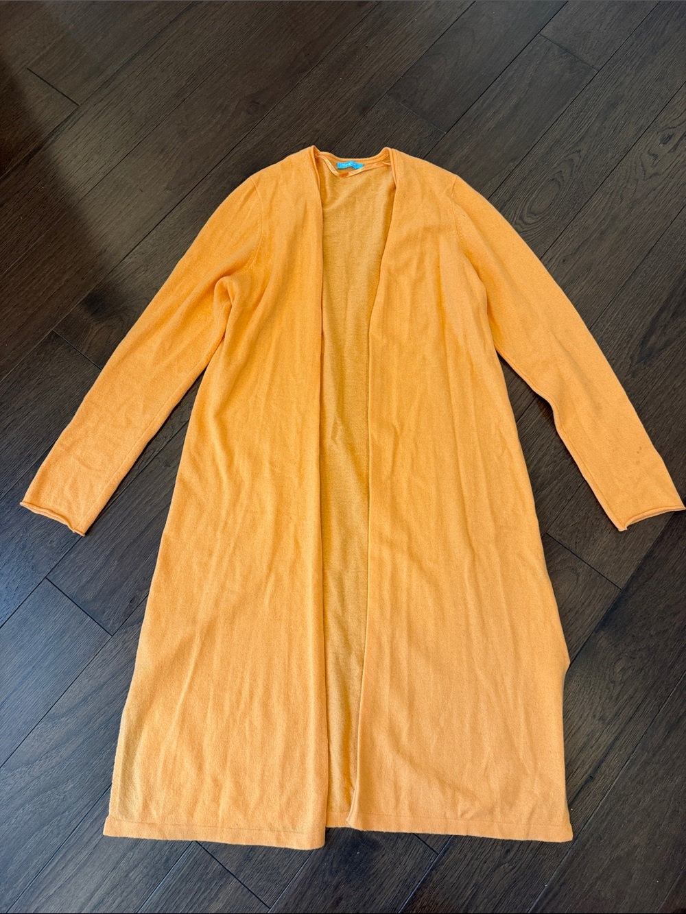J. McLaughlin 100% Cashmere Orange Open-Front Long Cardigan Size Large - C54-140